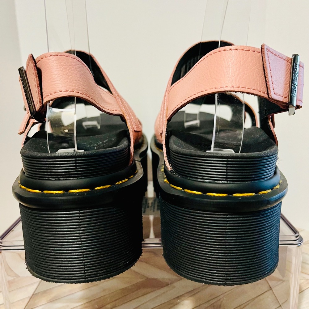 Dr Martens Voss II Athena Peach Beige Leather Women 7 Sandals Strap Platform - Picture 5 of 11